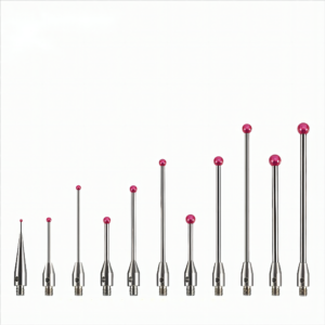 Precision CMM styli with ruby ball tips, available in M2 to M5 threads, high accuracy probe styli for coordinate measuring machines